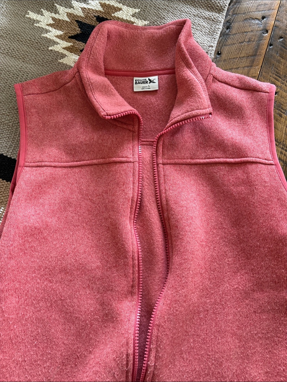 Eddie Bauer Heathered Rose Zip-Front Fleece Vest